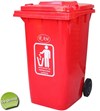 RAM Κάδος Κόκκινος - Με Καπάκι Και Ρόδες 120L 8800125